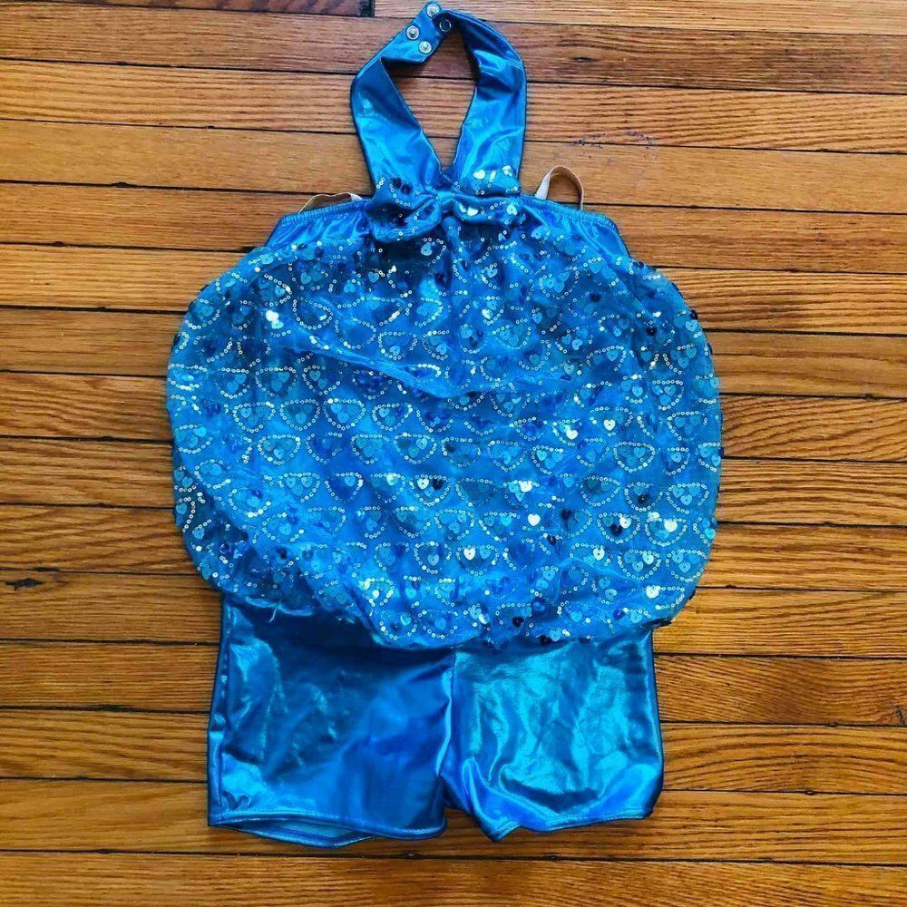 WEISSMAN Girls Leotard Unitard Size L Blue Halter